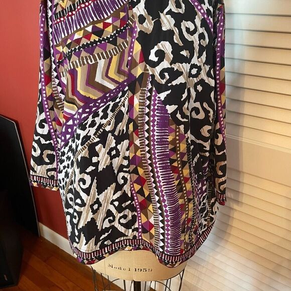 ZENERGY BY CHICO’S | zip up lightweight black purple jacket size 3 or L - Picture 3 of 6